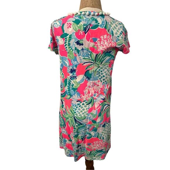 Lilly Pulitzer Etta V-Neck Multi Raise The Bar Pom Pom Shift Dress Size small Pi - Picture 3 of 9